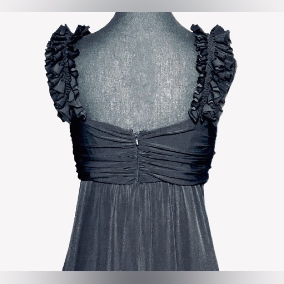 Maggy London Size 12 Spandex Dress Sleeveless Ruffled Black Cocktail Large - Picture 5 of 10